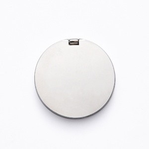 New Design Luxury Silver Color Double Side Laser Logo Cosmetic Foldable <b>Compact</b> <b>Mirror</b> - Product Image 3