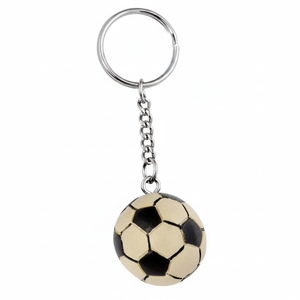 Portachiavi Mini Pallone da Calcio con Catena Argentata, Design Bianco e Nero, Souvenir Sportivo - Product Image 2