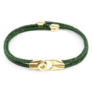 Pulsera Racing Green Conway de Oro Amarillo de 9 Quilates y Cuero de Mantarraya - Product Image 3