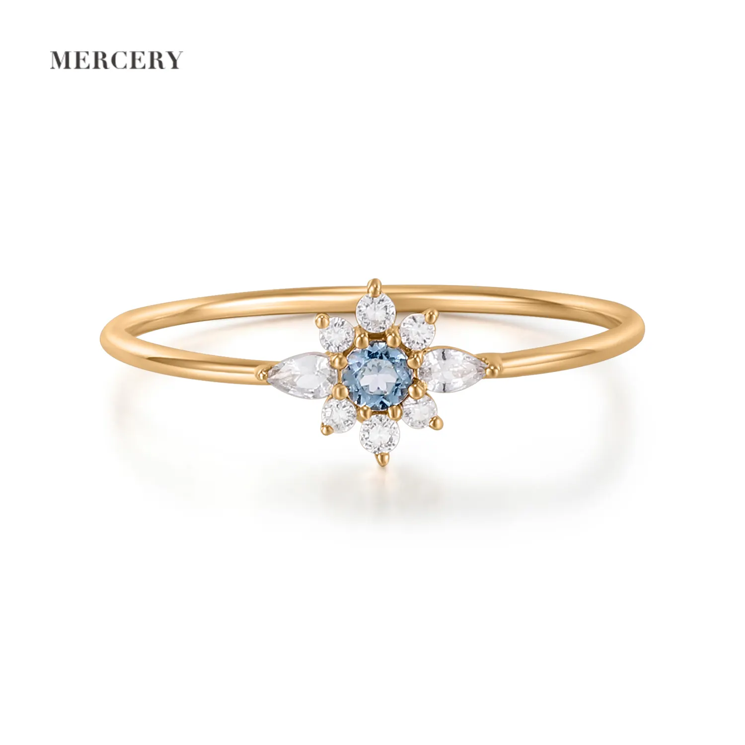 Mercery תכשיטי 2022 אופנה מגמת תכשיטי מעוצב להפליא באיכות גבוהה 14K מוצק זהב אבן חן לנשים