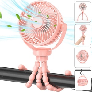 Ventilateur portable rechargeable par USB avec pince trépied flexible, alimenté par batterie, pour voiture, utilisation extérieure, petit ventilateur pour poussette - Product Image 5