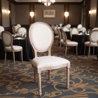 Chaise de salle à manger MULIGNA de style Louis XVI, dossier en rotin, structure en bois massif, tissu durable pour hôtels modernes et mobilier de maison