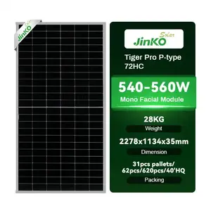 Jinko Tiger Pro 540w 550 Watt Panneau solaire photovoltaïque Système d'alimentation mono panneau solaire facial JKM550M-72HL4-V