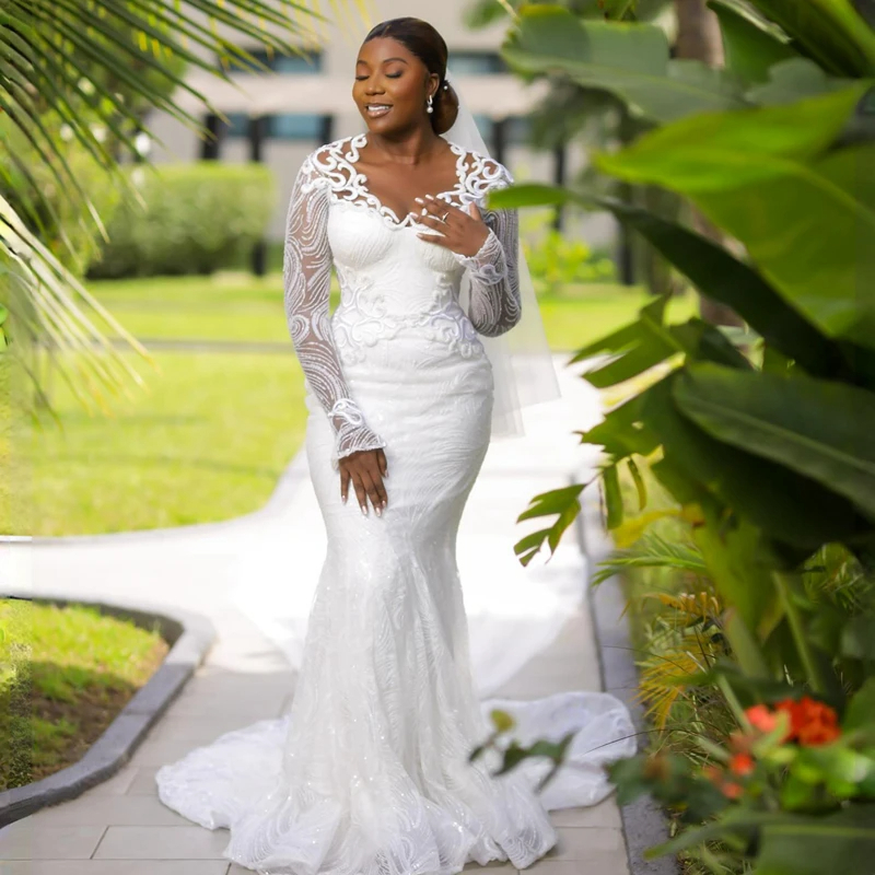 chinese dress ladies Ivory Long Cape Sleeve Lace Mermaid Trumpet Wedding Dress 36 main image 0