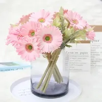 Buket Bunga Gerbera PU Buatan Dekorasi Pernikahan Bunga Palsu untuk Buket Pengantin Acara Pesta Pajangan Rumah Floral