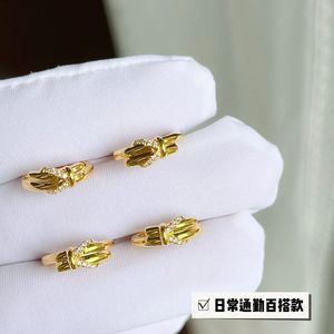 Xinfly 18K Gold Bow-Shaped Diamond Stud <b>Huggie</b> Earrings Luxury Classic Style for Weddings Parties Lovely Gift for Women Girls - Product Image 3