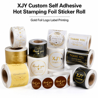 Rouleau d'autocollants en feuille d'or à chaud personnalisés XJY, impression de logo en feuille d'or, étiquettes adhésives