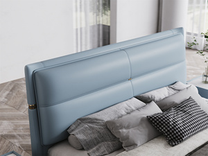 2024 nouvelle chambre à coucher style moderne lit double en cuir lit en bois de <span class=keywords><strong>mélèze</strong></span> lit king size meubles de chambre lit pour la maison - Product Image 4