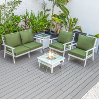 Ensemble de canapés modernes de luxe en aluminium avec table de foyer pour l'extérieur, patio, jardin, hôtels, villas, restaurants, parcs