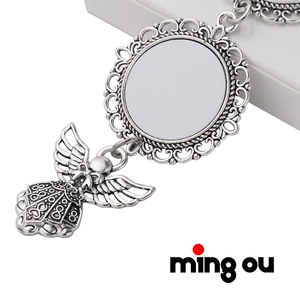Süblimasyon Metal broş melek kanatları anıt fotoğraf Charm - Product Image 2