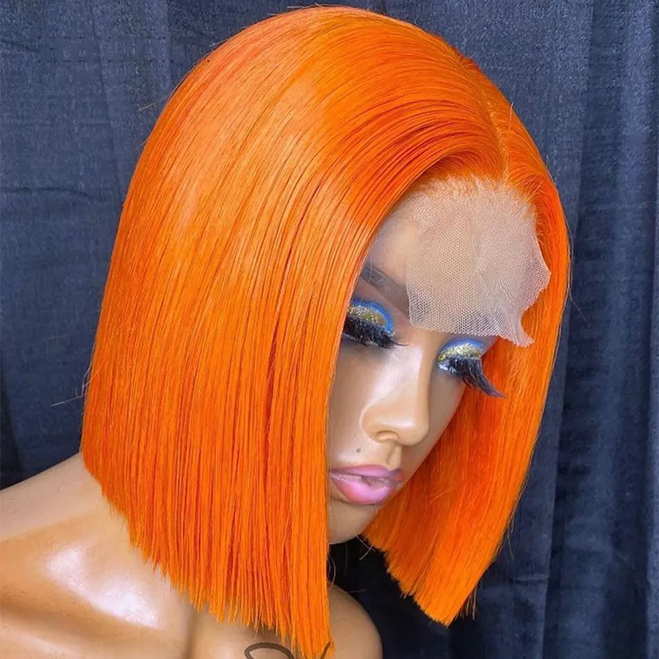Yeswigs Blue Brazilian Human Virgin Hair Hd Lace Frontal Wigs Pink Red Grey 613 Short Bob Wig Cheap T-Part Wigs For Black Women