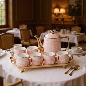 New cross-border export ceramic water <b>set</b>, afternoon <b>tea</b> <b>set</b>, high-temperature resistant water cup tray gift box for guests - Product Image 1