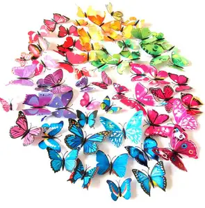 12 pz/set farfalla variopinta magnetico frigo autoadesivo frigorifero/frigorifero/frigorifero decorazione 3D autoadesivo della parete/decorazione di cerimonia nuziale spilla