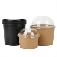 Conteneur alimentaire à emporter, bol à salade jetable en papier kraft à paroi simple, recyclable, avec couvercle, diamètre et logo personnalisables