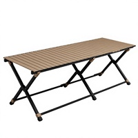 Table pliante d'extérieur en acier carbone, portable et résistante à la rouille, design contemporain à base en X, capacité 4-8 personnes