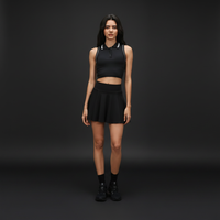 Haut court sans manches pour femme, style preppy sportif athleisure, léger et respirant, avec col polo et bordure contrastante côtelée, extensible dans les quatre sens