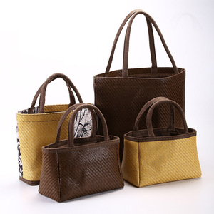 Casual Tote Handbag Woven Straw Bag Durable Everyday Outfits Unisex <b>Brown</b> Yellow Size Small <b>Medium</b> Large - Product Image 1