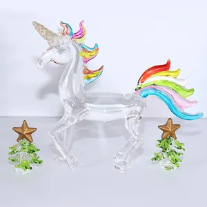 Home Decor Ornament mit Kristallen Tabletop Prunkstück Geschenk Regenbogen Pferd für Muttertag Hochzeit Weihnachten Valentinstag
