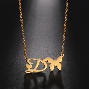 패션 주얼리 세트 여성 미니멀리스트 18K 골드 스테인리스 스틸 레터 나비 목걸이 선물용 - Product Image 5