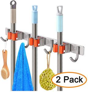 Nâng Cấp <span class=keywords><strong>3</strong></span> Racks 4 Hooks Thép Không Gỉ Treo Tường Mount Hanger Công Cụ Lưu Trữ Lau Chổi Chủ - Product Image 6