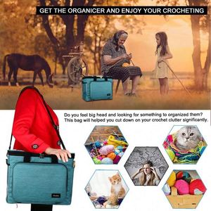Muestra gratuita: Bolsa de punto portátil de gran capacidad con cubierta y divisor interior, organizador de hilo, bolsa de almacenamiento de hilo, bolsa de ganchillo - Product Image 4