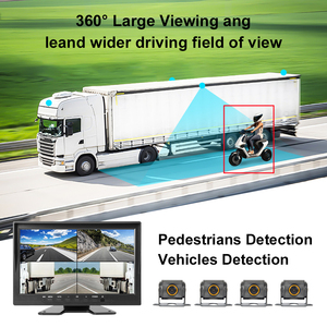 Thiết kế 4CH DVR màn hình cảm ứng đảo ngược RV xe tải bên máy ảnh Quad chia màn hình xe tải Dash Cam 1080P lái xe ghi hệ thống báo động - Product Image 3
