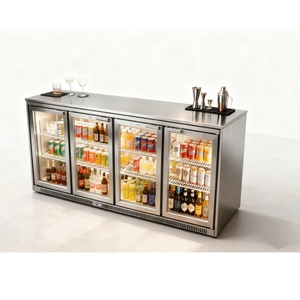 NE-400C-P four door stainless steel shelf digital display countertop back <b>bar</b> cooler refrigeration <b>bar</b> cabinet - Product Image 6