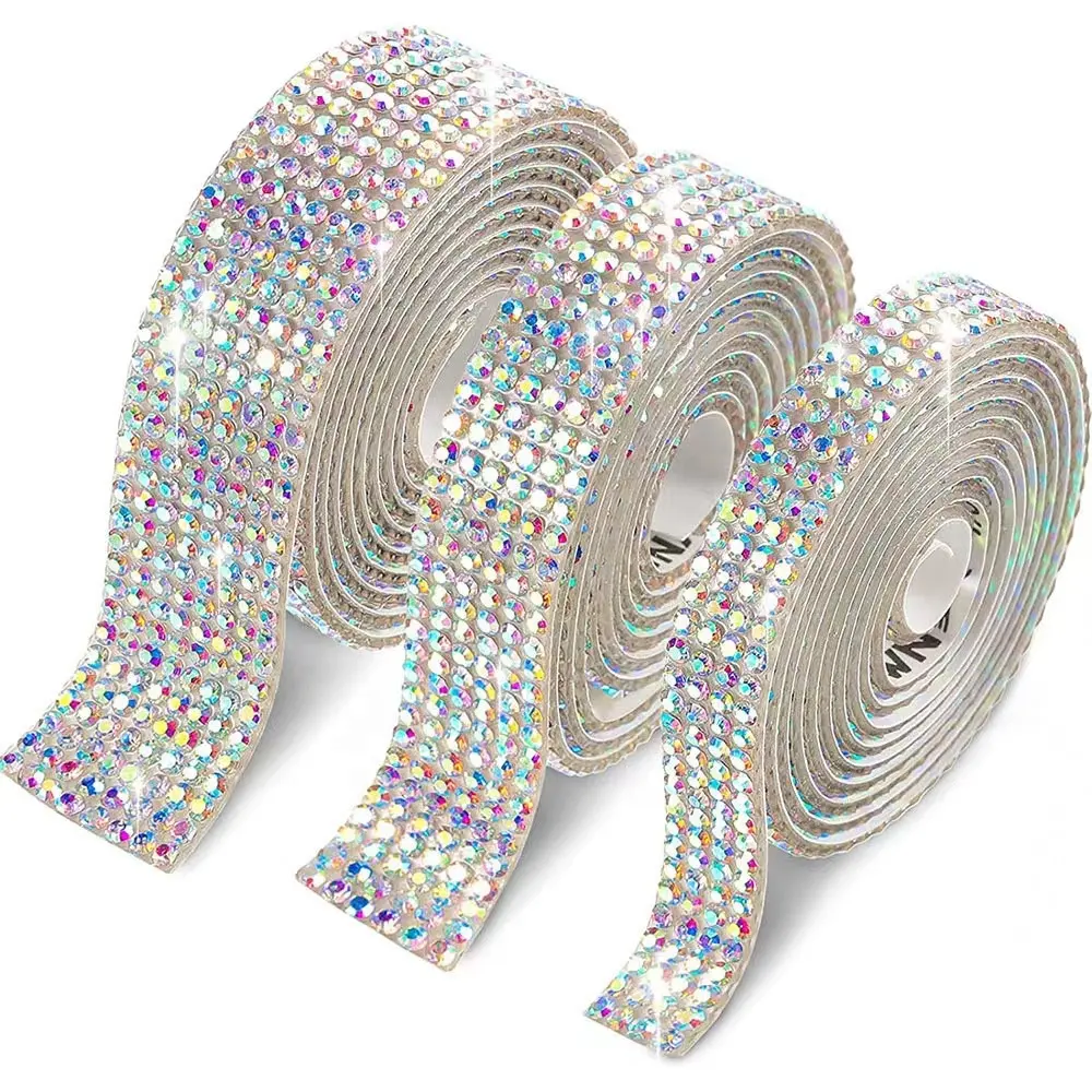 Tự Dính Pha Lê Rhinestone Ribbon, Kim Cương Bling Ruy Băng Với Thạch Sticker Cho Nghệ Thuật Thủ Công Sinh Nhật Đảng DIY