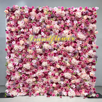 Toile de fond murale en fleurs 3D soyeuses, panneau floral blanc, décoration de fond pour mariage, événement, fête