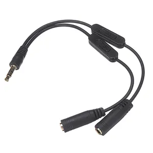 3.5mm macho para 2 fêmea Audio Stereo Volume Controller Button Cable Alta qualidade Audio Media Devices Splitter Couple Cables Parts