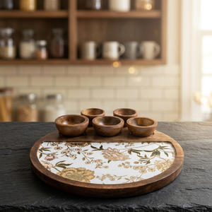 Bandeja de Servir de Madera LORD con 3 Tazones, Plato Decorativo con Incrustaciones Florales, Modelo LV61616, para Servicio de Mesa y Decoración del Hogar - Product Image 5