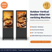 Totem numérique portable d'extérieur sur pied, double face, 55 pouces, 4K, étanche IP65, anti-reflet, alimenté par batterie