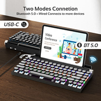 Clavier mécanique rétro en cuir noir, programmable, anti-ghosting, taille standard, rétroéclairage lumineux pour 14 modes d'éclairage