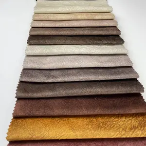 Muestra gratis 100% poliéster impreso tela de terciopelo como tela de tapicería de cuero tela de sofá de cuero de imitación para la venta