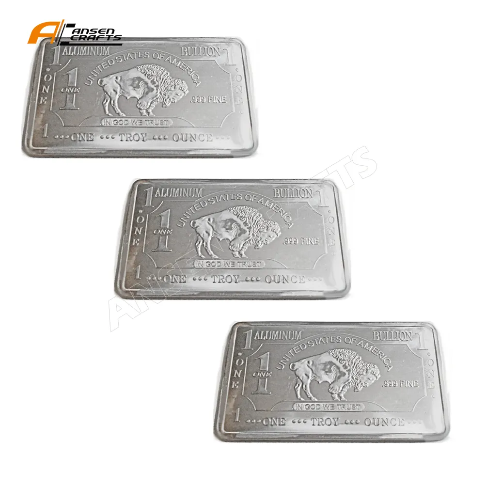 Customized Design High Purity Silicon Metal 3D 1 Troy Ounce Chemistry Element Aluminum Buffalo Ingot Bars