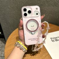 Accessoires mobiles en gros : Coque de téléphone en TPU et PC avec lanière, motif dessin animé mignon, résistante aux rayures pour 17/16/14 Plus/13/12/11
