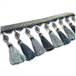 Bajo <span class=keywords><strong>precio</strong></span> <span class=keywords><strong>de</strong></span> venta al por mayor <span class=keywords><strong>de</strong></span> textiles para el hogar cortina azul decorativo franja <span class=keywords><strong>de</strong></span> la borla - Product Image 1