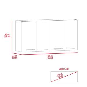 DB 120 <b>White</b> Kitchen Cabinets Four-Door Two-Cabinet <b>Wall</b> <b>Unit</b> with Two-<b>Shelves</b> - Product Image 6