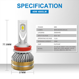 Ampoule de phare LED GESLLA haute puissance 80W pour X5 H1/H4/H7, étanche IP68, ajustement universel - Product Image 2