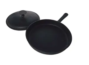 Skillet Cast Iron Covered Deep Skillet With Lid Pre-Seasoned