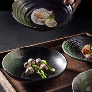 Platos Hondos de Cerámica Negra Mate, Cuenco <span class=keywords><strong>Jumbo</strong></span>, Vajilla, Platos Hondos para Sopa de Estilo Japonés, Platos de Lujo - Product Image 5