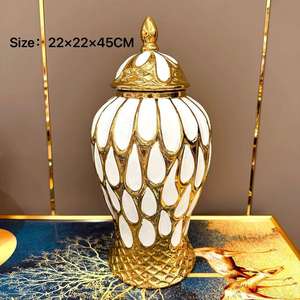 Vase à fleurs de luxe européen, vase d'ornements de table pour hôtel, pot de gingembre en céramique et porcelaine pour la décoration intérieure - Product Image 6