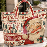 Sac fourre-tout de Noël personnalisé entièrement imprimé, imperméable et réutilisable, avec motif chaussette de Noël, idéal pour offrir en cadeau