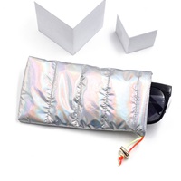 Étuis à lunettes de couleur argent brillant, sacs à téléphone en plumes, pochette à lunettes de soleil colorée avec cordon de serrage