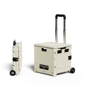 प्लास्टिक फोल्डेबल कार्ट पोर्टेबल बाजार ढहने वाली ट्रॉली शॉपिंग कार्ट, ढक्कन उपयोगिता किराना के साथ - Product Image 3