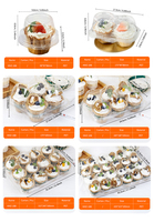 Boîtes à cupcakes jetables empilables de 24 unités, transporteur de voyage, dôme haut transparent, boîtes à cupcakes en plastique PET avec couvercle à charnière
