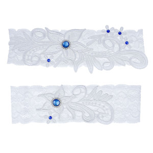 2 Pièces Jarretières de Mariage Personnalisées pour la Mariée, Jarretière en Dentelle avec Strass Bleus pour Fête de Mariage - Product Image 3