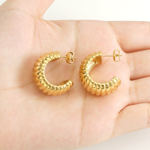 ZOGXIN Gold U-Shaped Huggie Earrings Geometric Design For Women Party Fashion Jewelry - Product Image 3