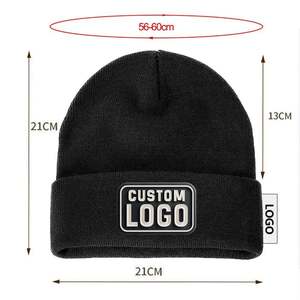 Custom Beanie Men Woman Warm Knitted Thermal Gorros Custom Woven Patch Logo Plain Acrylic <b>Winter</b> Hats <b>Caps</b> Beanie Hats - Product Image 2