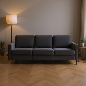 Divano a 3 Posti in Velluto Grigio Scuro, 100% Poliestere, Struttura in Metallo, Design Moderno per Soggiorno - Product Image 2